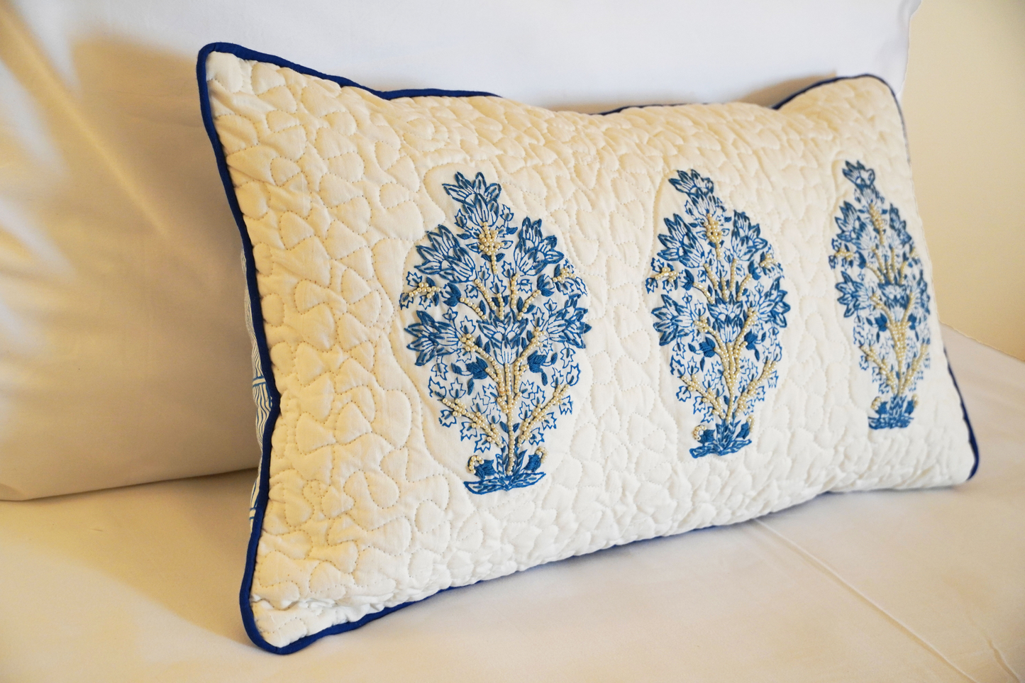 Signature Indigo Motif Cushion Cover with Embroidery